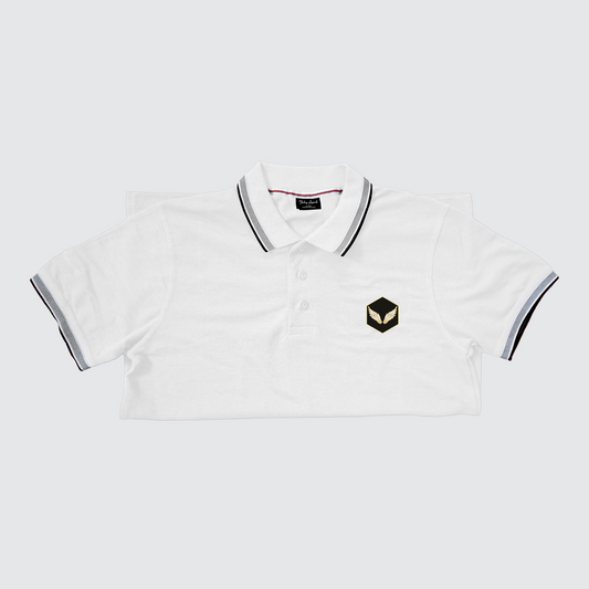 Wild Star White Polo T-Shirt with Logo – Black Collar Edition | Starling Apparels