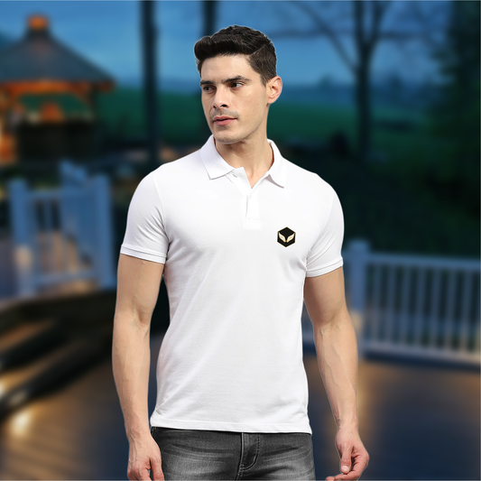 Starling Signature White Polo T-Shirt with Logo – Premium Cotton