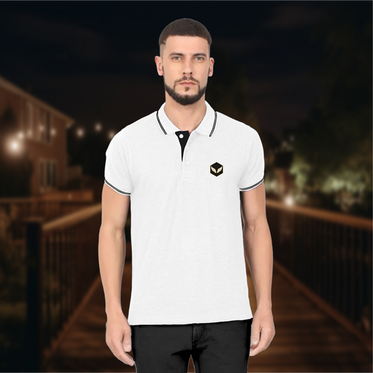 Starling Tipping White Polo T-Shirt with Logo – Premium Cotton