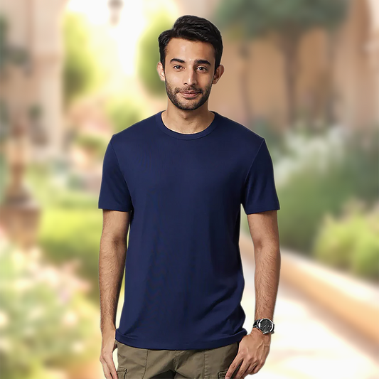 Starling Essentials – Solid Navy Blue Regular Fit T-Shirt