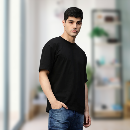 Starling Essentials – Solid Black Oversized T-Shirt