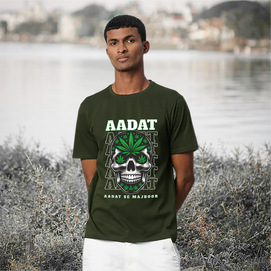 Aadat Se Majboor – Military Green Regular Fit T-shirt