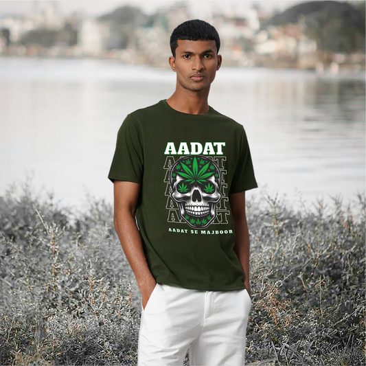 Aadat Se Majboor – Military Green Regular Fit T-shirt
