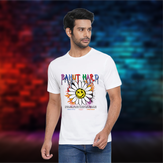 Bahut Hard – White Regular Fit T-shirt