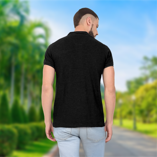 Starling Tipping Black Polo T-Shirt with Logo – Premium Cotton