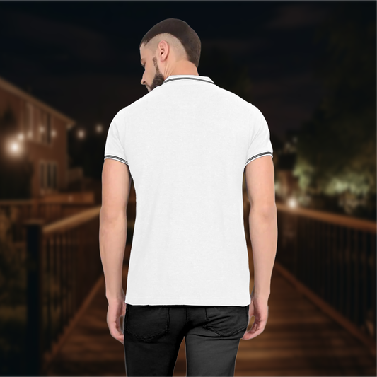 Starling Tipping White Polo T-Shirt with Logo – Premium Cotton