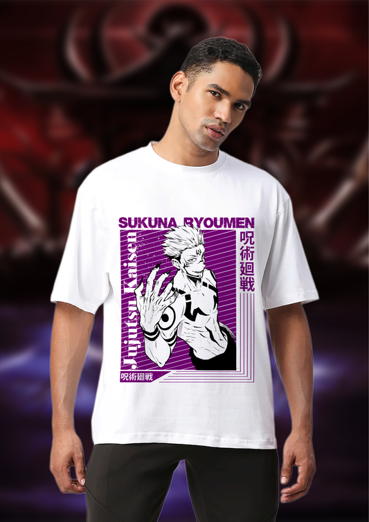 Starling Oversized Anime T-Shirt – Ryomen Sukuna Purple Edition