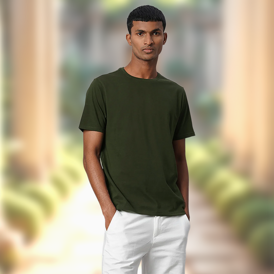 Starling Essentials – Solid Military Green Regular Fit T-Shirt
